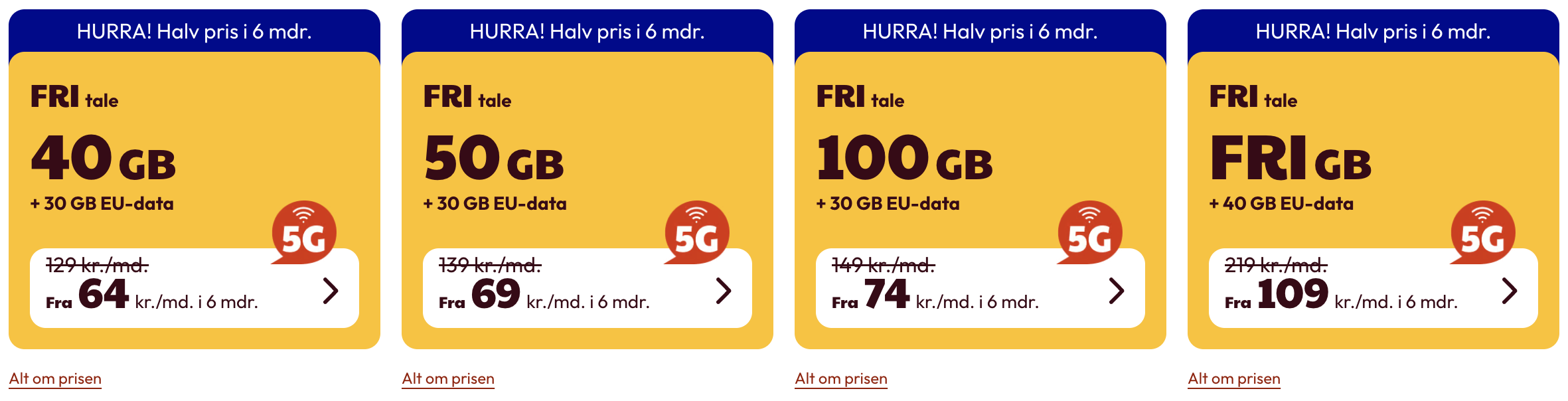 mobilabonnement priser